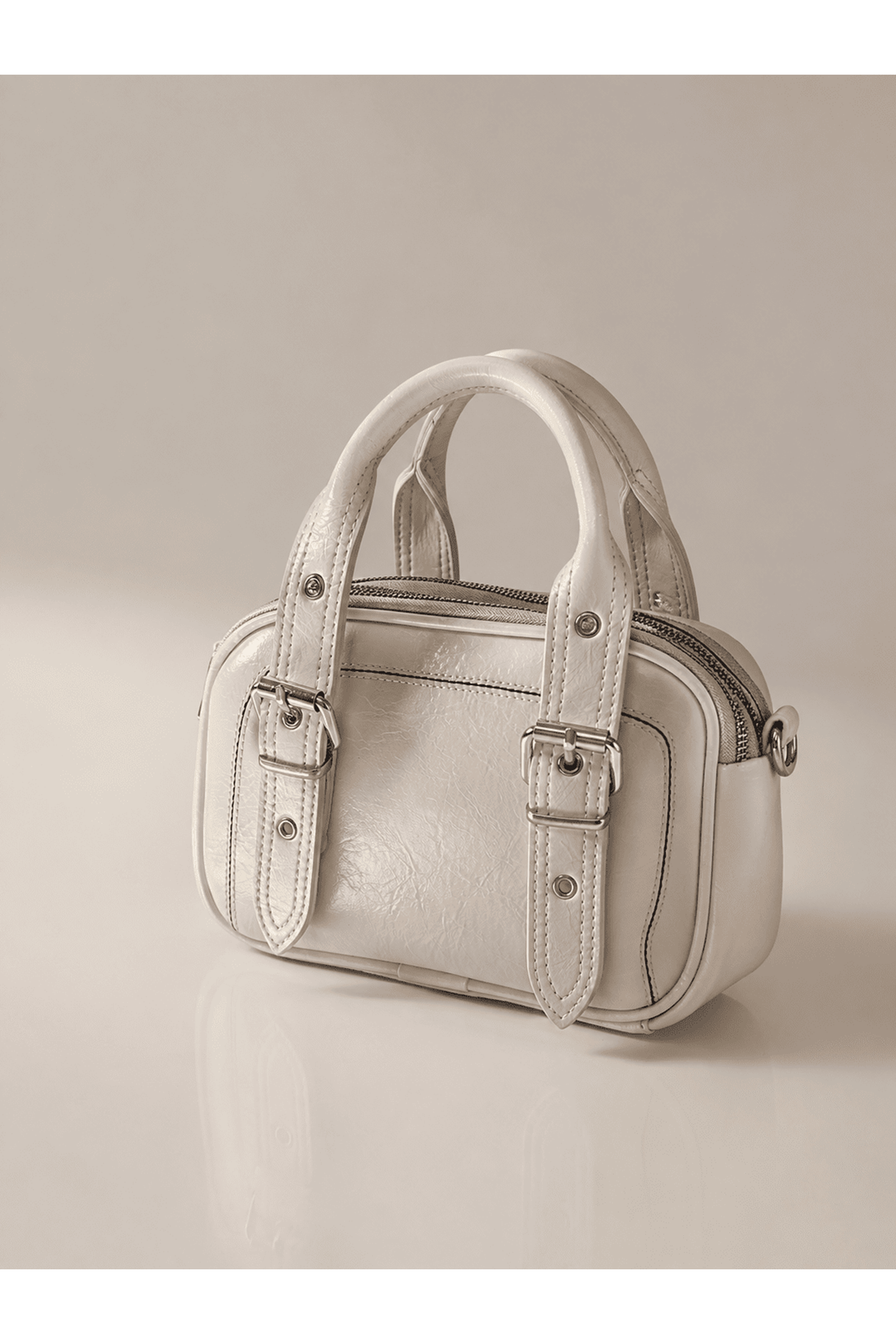 Kadın Üç Bölmeli Fermuarlı Mini Çanta Günlük El ve Omuz Modeli