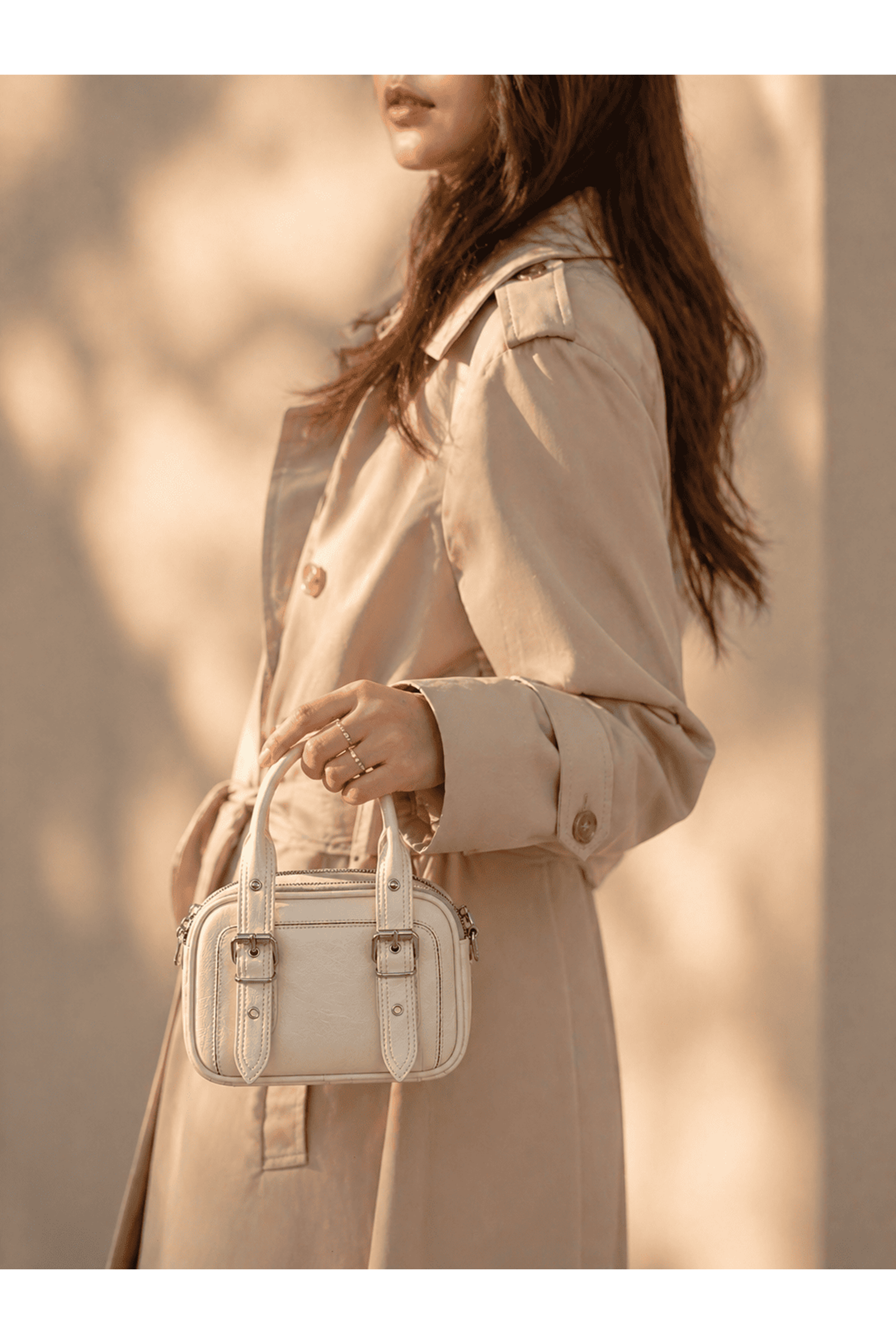 Kadın Üç Bölmeli Fermuarlı Mini Çanta Günlük El ve Omuz Modeli