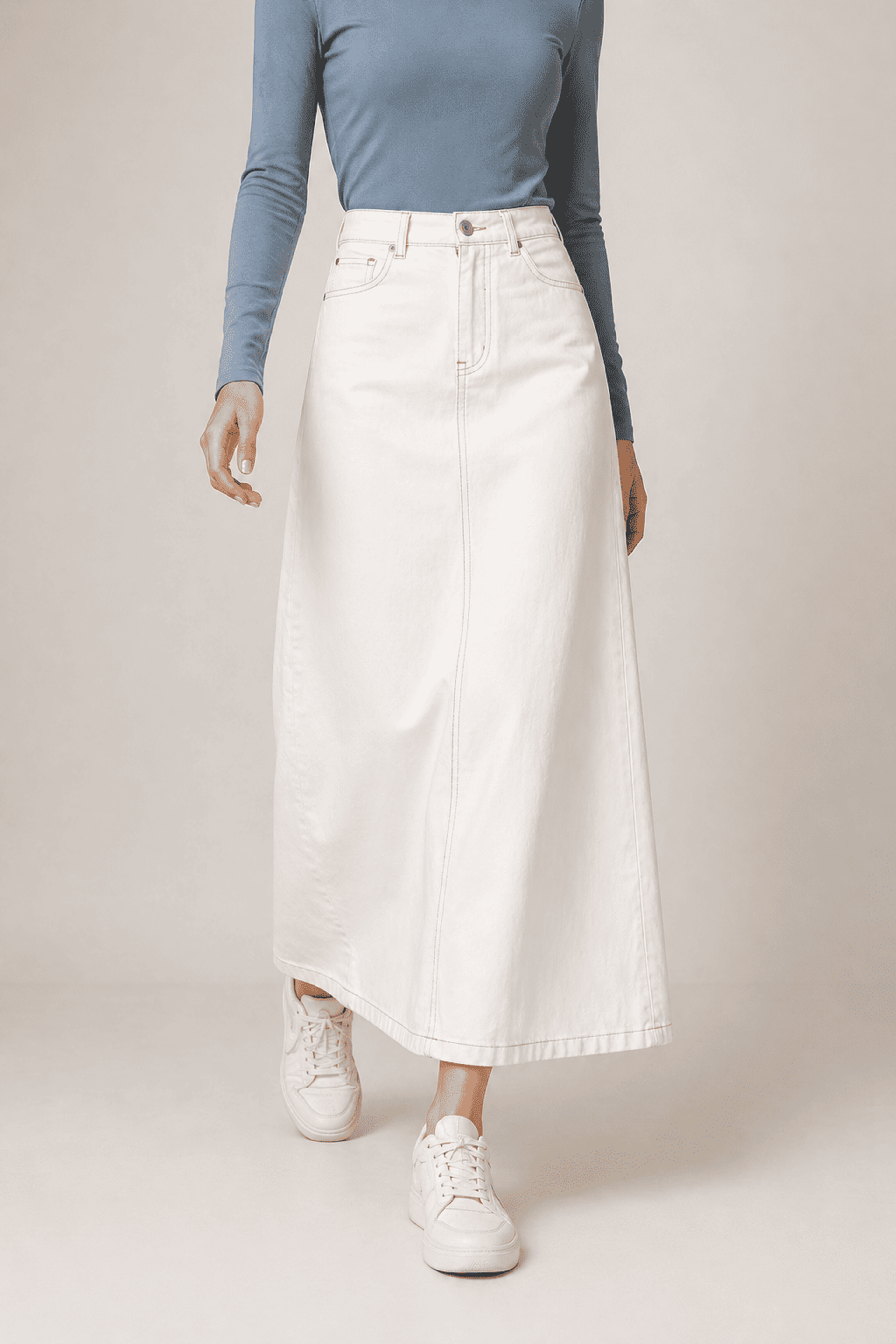 Black High Waist Denim Skirt