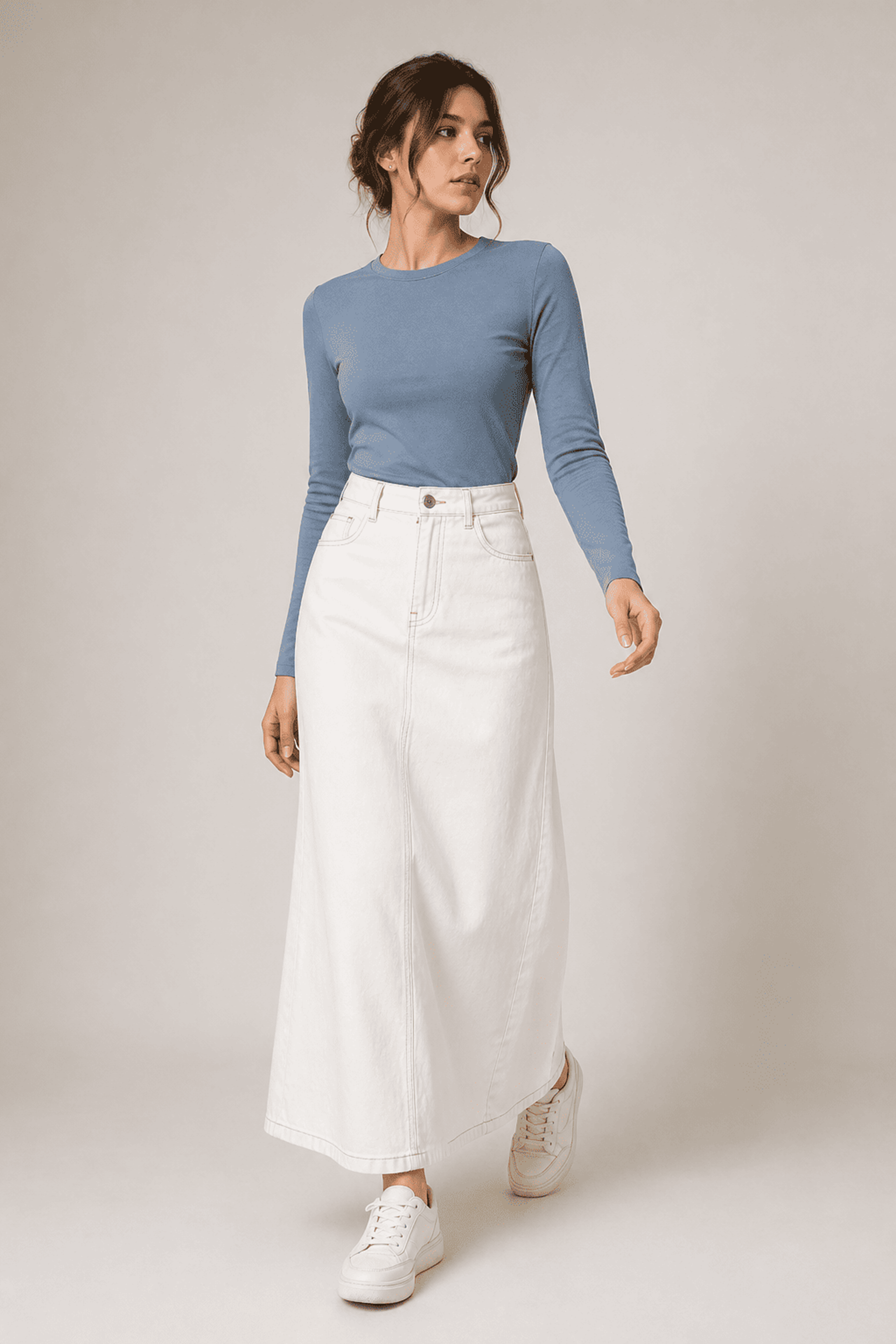 Black High Waist Denim Skirt