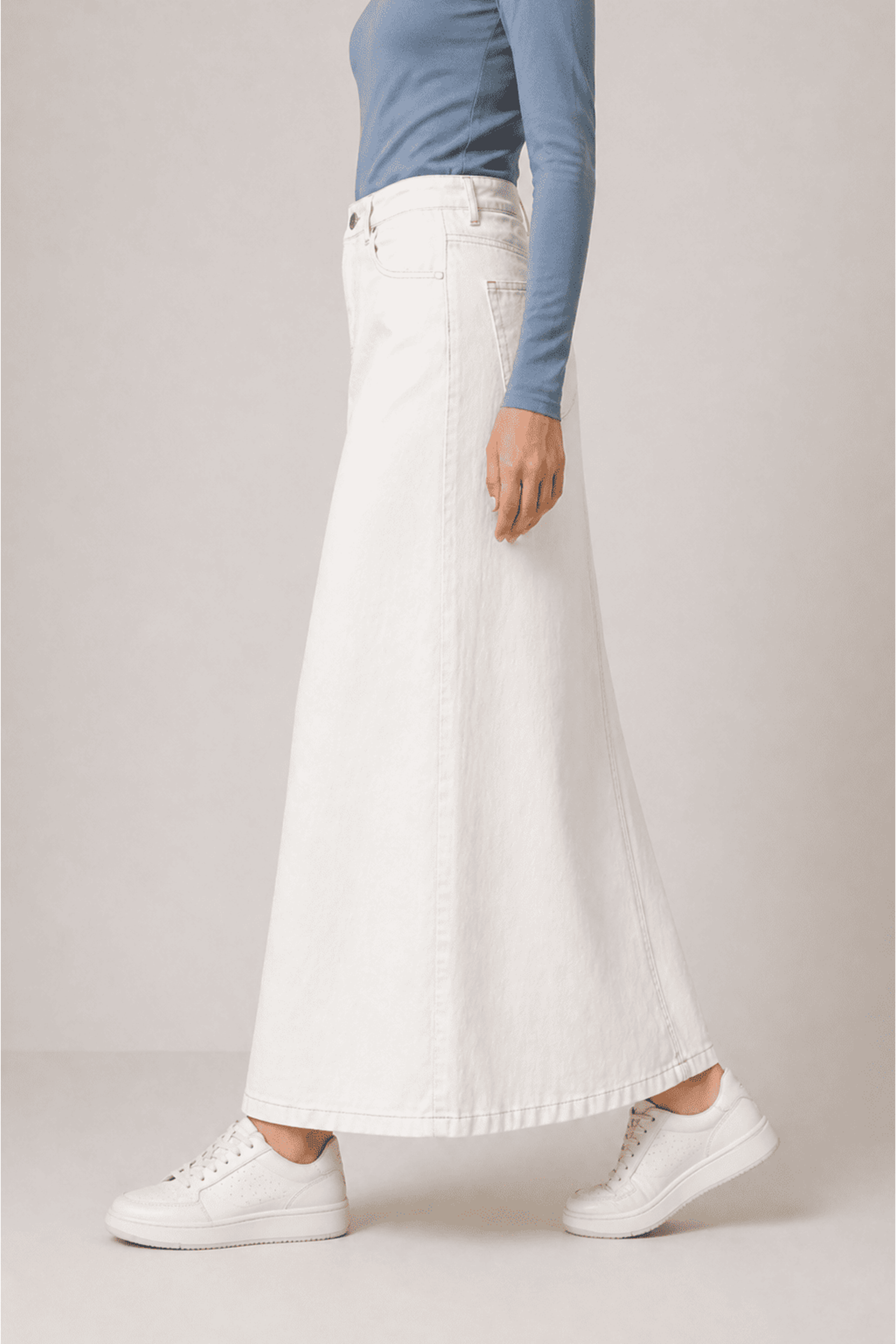 Black High Waist Denim Skirt