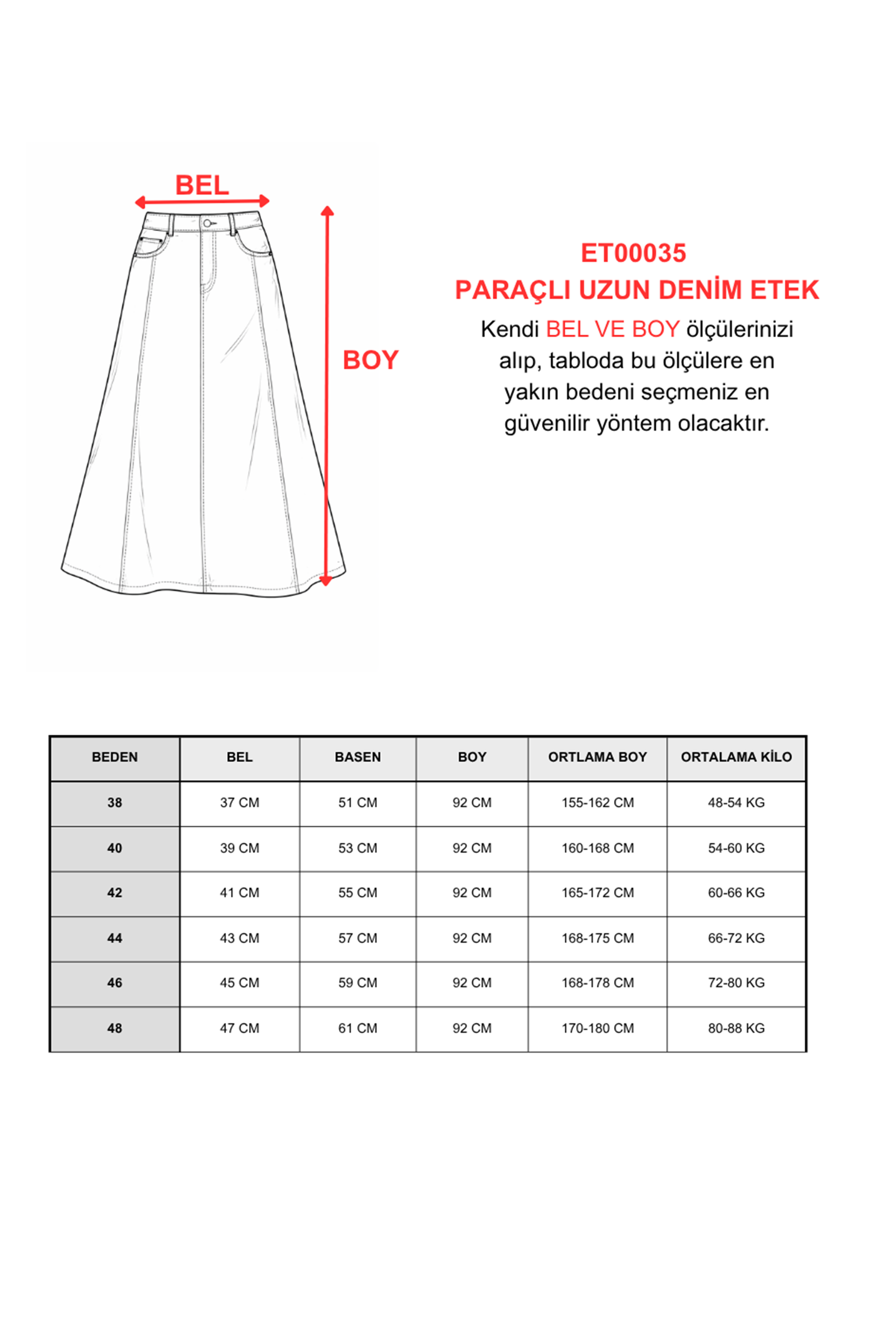 PARÇALI UZUN DENİM ETEK - SİYAH