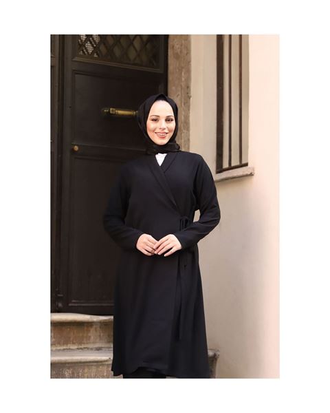 بدلة تونيك وبنطلون من قطعتين - أسود