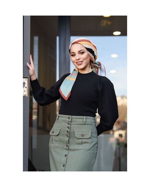 تنورة حجاب كاكي مع أزرار وجيوب