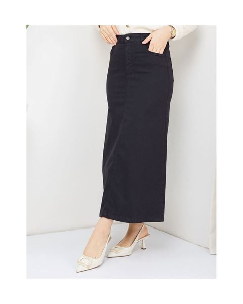 تنورة ميدي من الليكرا والجبردين، باللون الأسود