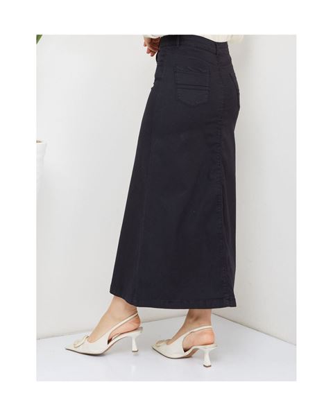 تنورة ميدي من الليكرا والجبردين، باللون الأسود