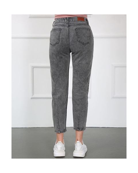 بنطال جينز رمادي بحاشية مطوية (بنسات)