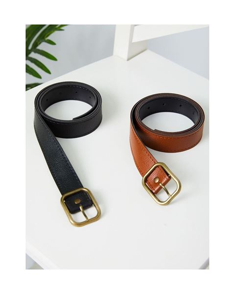 حزام من الجلد الصناعي – توبا وأسود