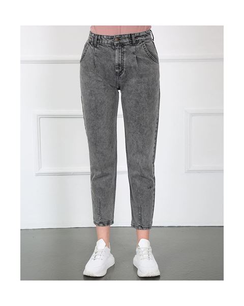 بنطال جينز رمادي بحاشية مطوية (بنسات)