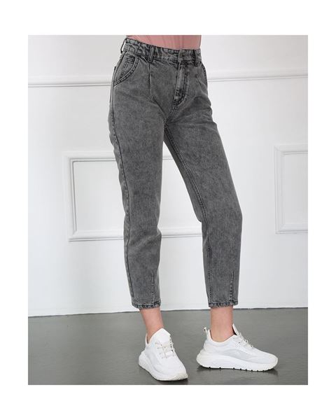 بنطال جينز رمادي بحاشية مطوية (بنسات)