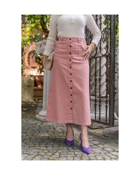 تنورة من الجبردين بأزرار