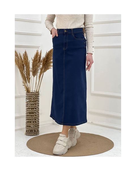 Natural Fabric Star Rivet Denim Skirt Navy