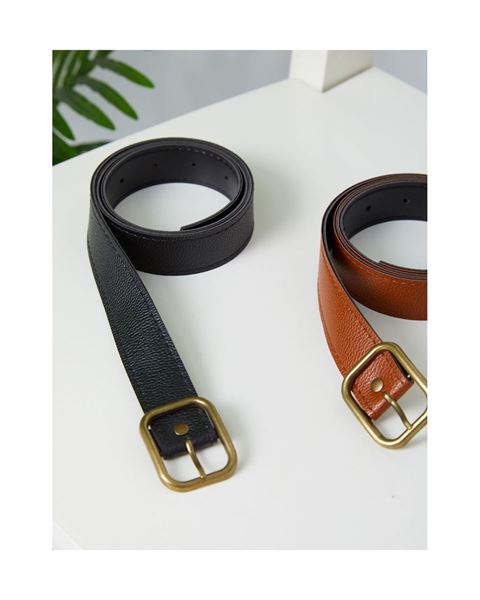 حزام من الجلد الصناعي – توبا وأسود