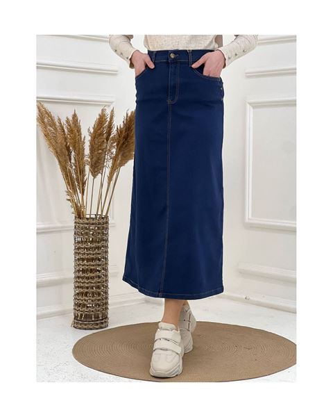 Natural Fabric Star Rivet Denim Skirt Navy