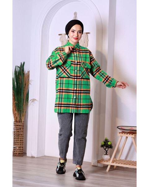 بنطال جينز أزرق بحاشية مطوية (بنسات)