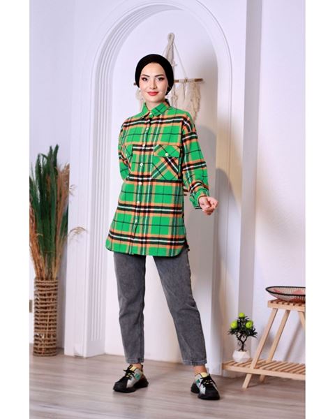 بنطال جينز أزرق بحاشية مطوية (بنسات)