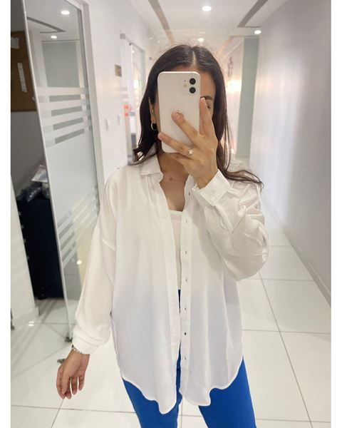 قميص واسع بقصة كبيرة – أبيض