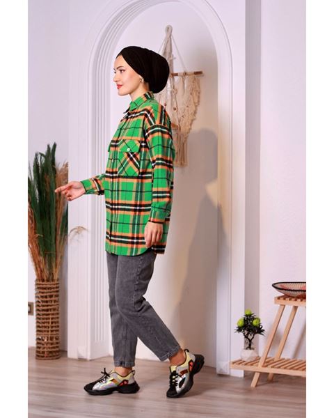 بنطال جينز أزرق بحاشية مطوية (بنسات)