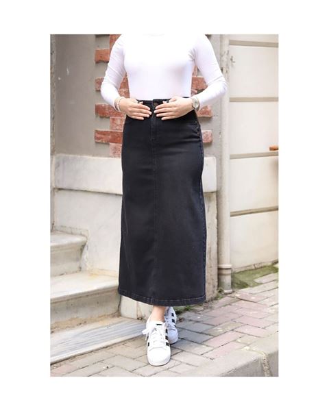 تنورة جينز سوداء بنقشة نجمة من القماش الطبيعي