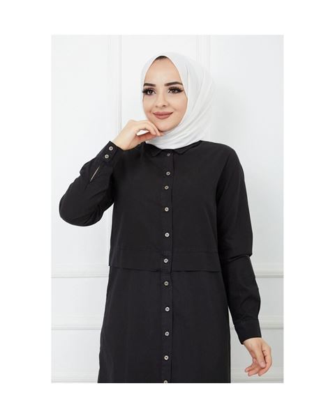 تونيك أسود مطبوع ومفصل