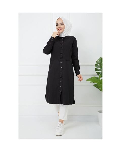 تونيك أسود مطبوع ومفصل