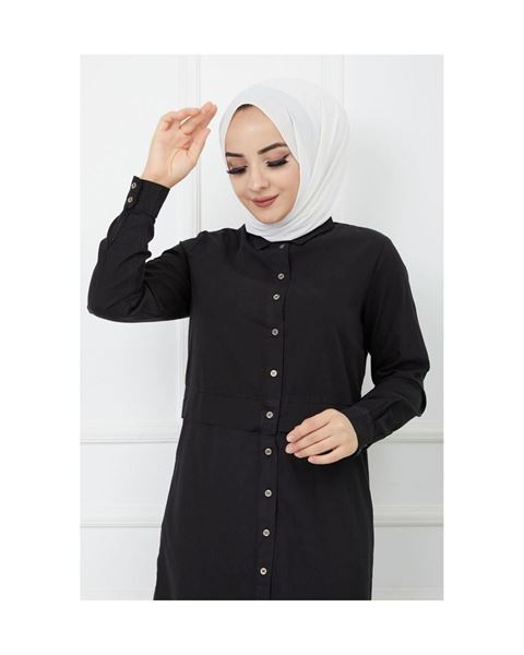 تونيك أسود مطبوع ومفصل