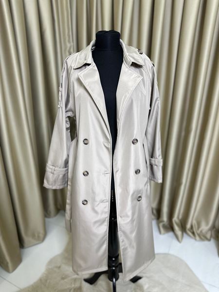 معطف ترنش برباط الخصر بيج