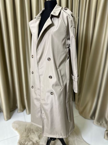 معطف ترنش برباط الخصر بيج