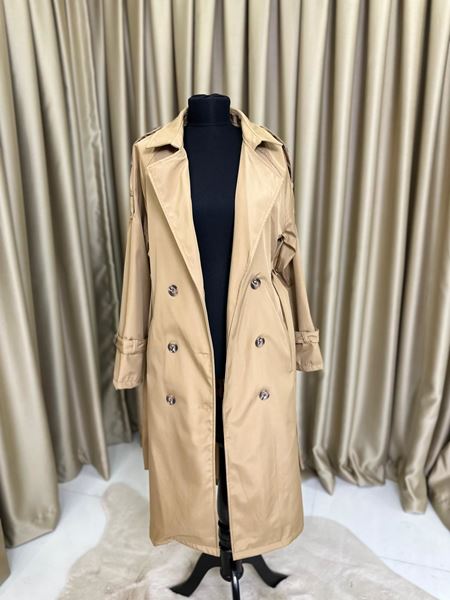 معطف ترنش برباط الخصر - لون جمل