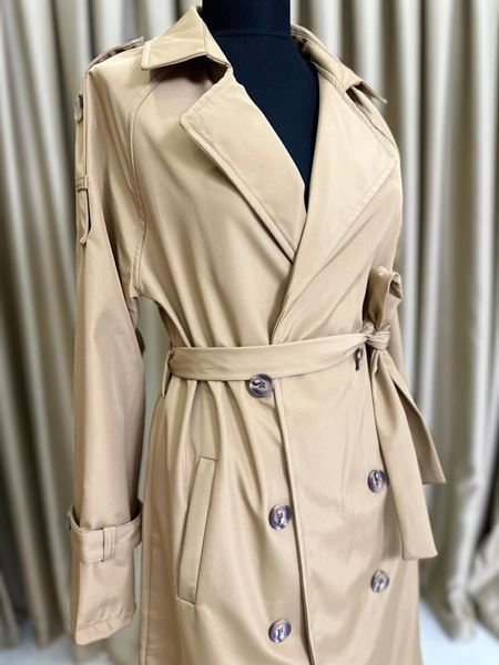 معطف ترنش برباط الخصر - لون جمل