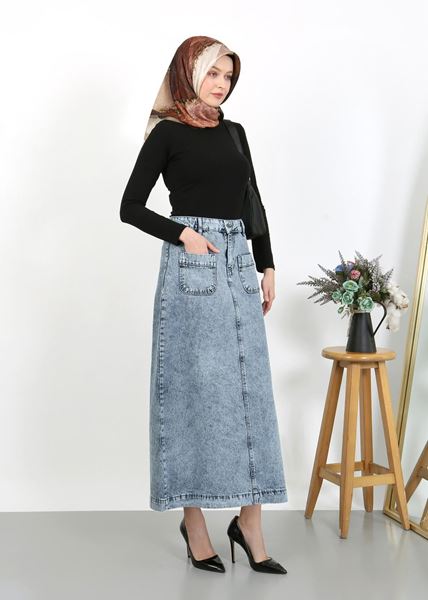 تنورة حجاب زرقاء