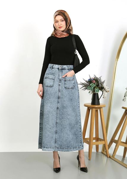 تنورة حجاب زرقاء