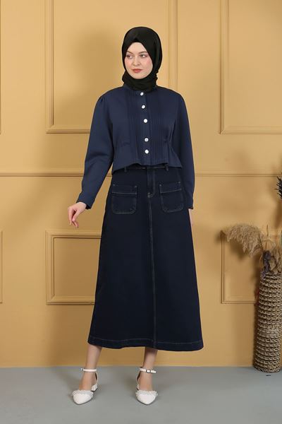 تنورة حجاب باللون الأزرق الداكن