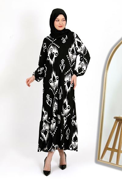 فستان مطبوع، أسود