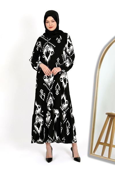 فستان مطبوع، أسود