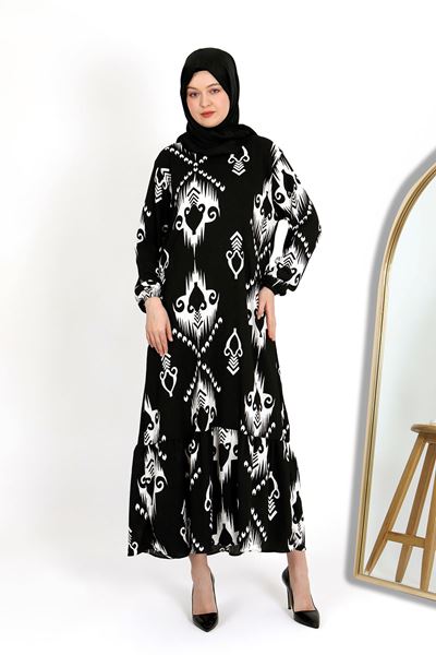 فستان مطبوع، أسود