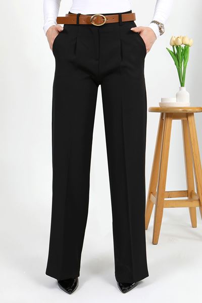 بنطلون بالازو بحزام أسود