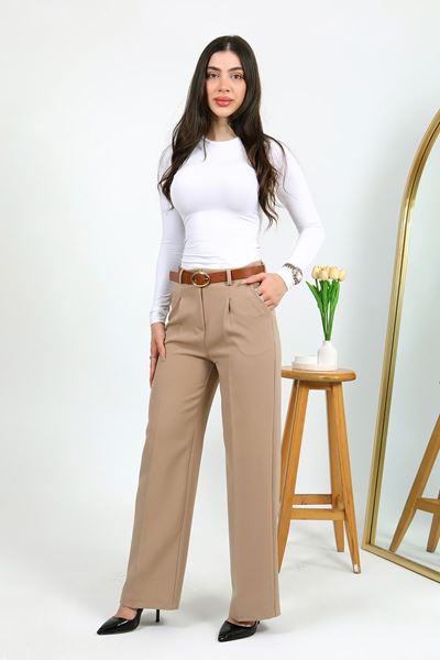 بنطلون بالازو بحزام من المنك