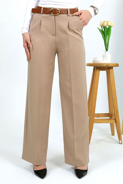 بنطلون بالازو بحزام من المنك