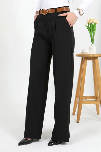 بنطلون بالازو بحزام أسود