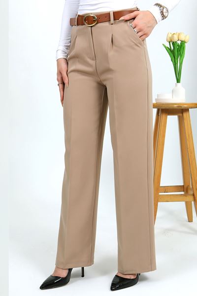 بنطلون بالازو بحزام من المنك