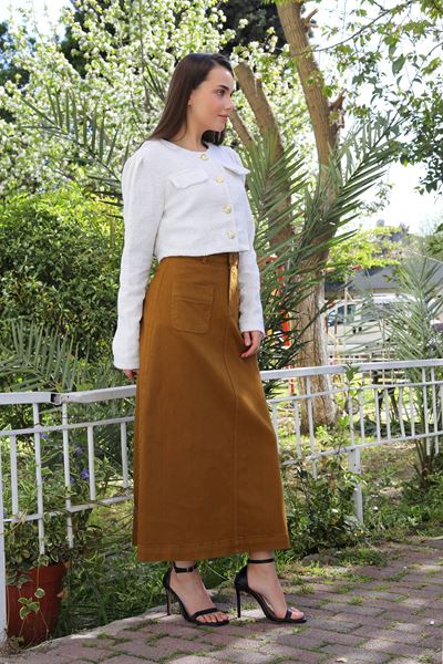 تنورة حجاب بلون الخردل