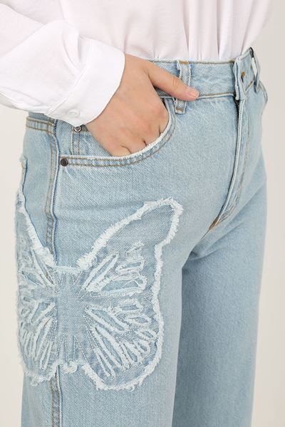 Blue Butterfly Embroidered Trousers