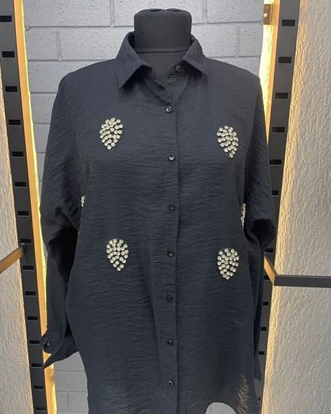 Taş Detaylı Viscon İnce Gömlek 