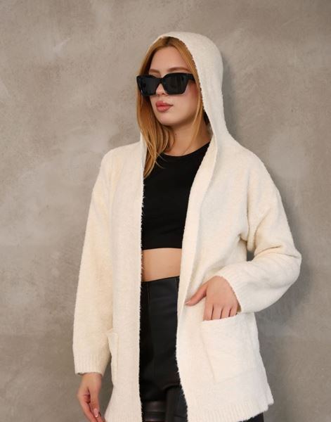 YUMUŞAK DOKULU UZUN HIRKA KREM 