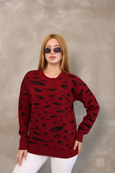 DESENLİ NEPTUN KAZAK BORDO SİYAH