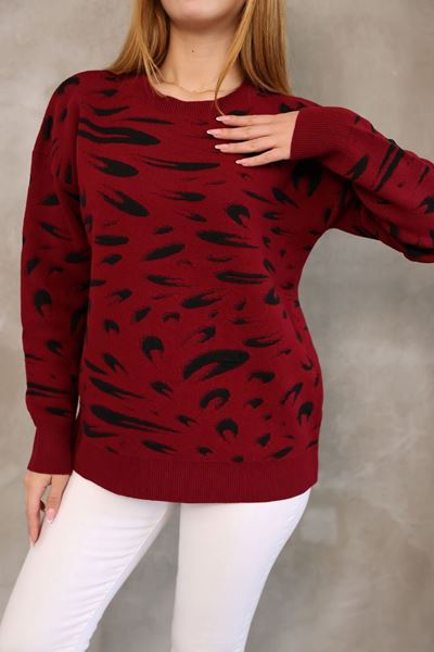 DESENLİ NEPTUN KAZAK BORDO SİYAH