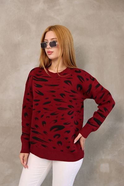 DESENLİ NEPTUN KAZAK BORDO SİYAH