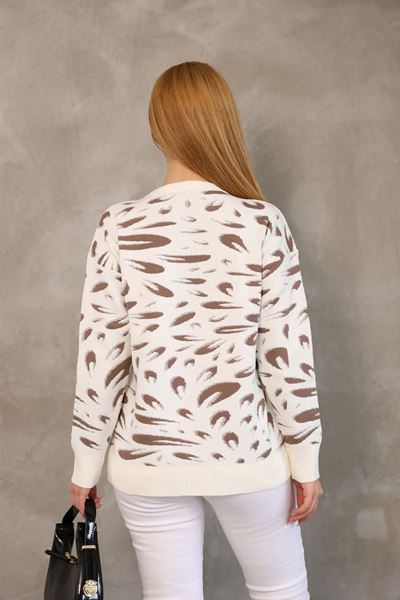 DESENLİ NEPTUN KAZAK KAHVE BEYAZ