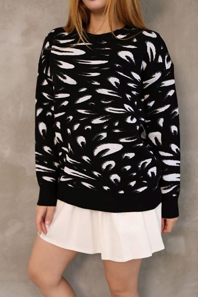 DESENLİ NEPTUN KAZAK SİYAH BEYAZ 